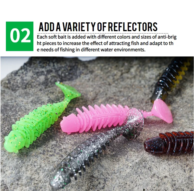 SUNMILE Angeln Weiche Köder Wurm Künstliche Köder 4 cm/0,6g 20 stücke Felsen Angeln Wobbler Leurre Souple Köder Barsch Forelle Bass Köder – Detail 6