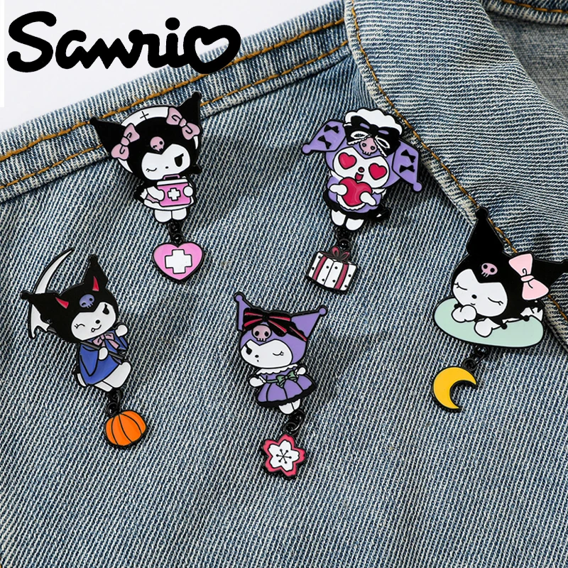 

Kawaii Cartoon Anime Creative Sanrio Metal Brooch Decoration Cute Kuromi Drip Oil Alloy Badge Brooch Accessories Holiday Gifts