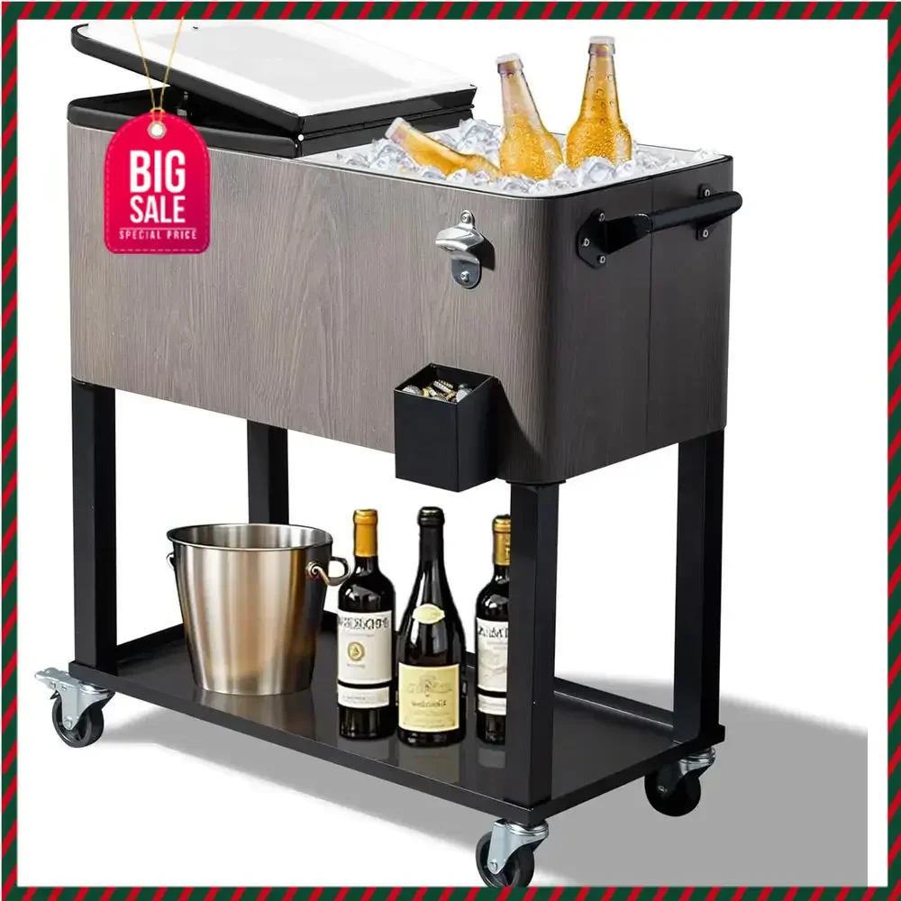 

Activity limited-time pricePromotionPortable 80-Quart Ice Chest with Rolling Wheels, Drink Cooler, Storage Tray, and Bottle Open