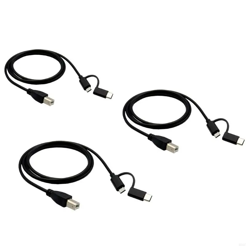 

B03C Universal Micro USB + Type C Male to USB B Male Date Line OTG Cable Portable Printer Electronic Organ Connection Cord