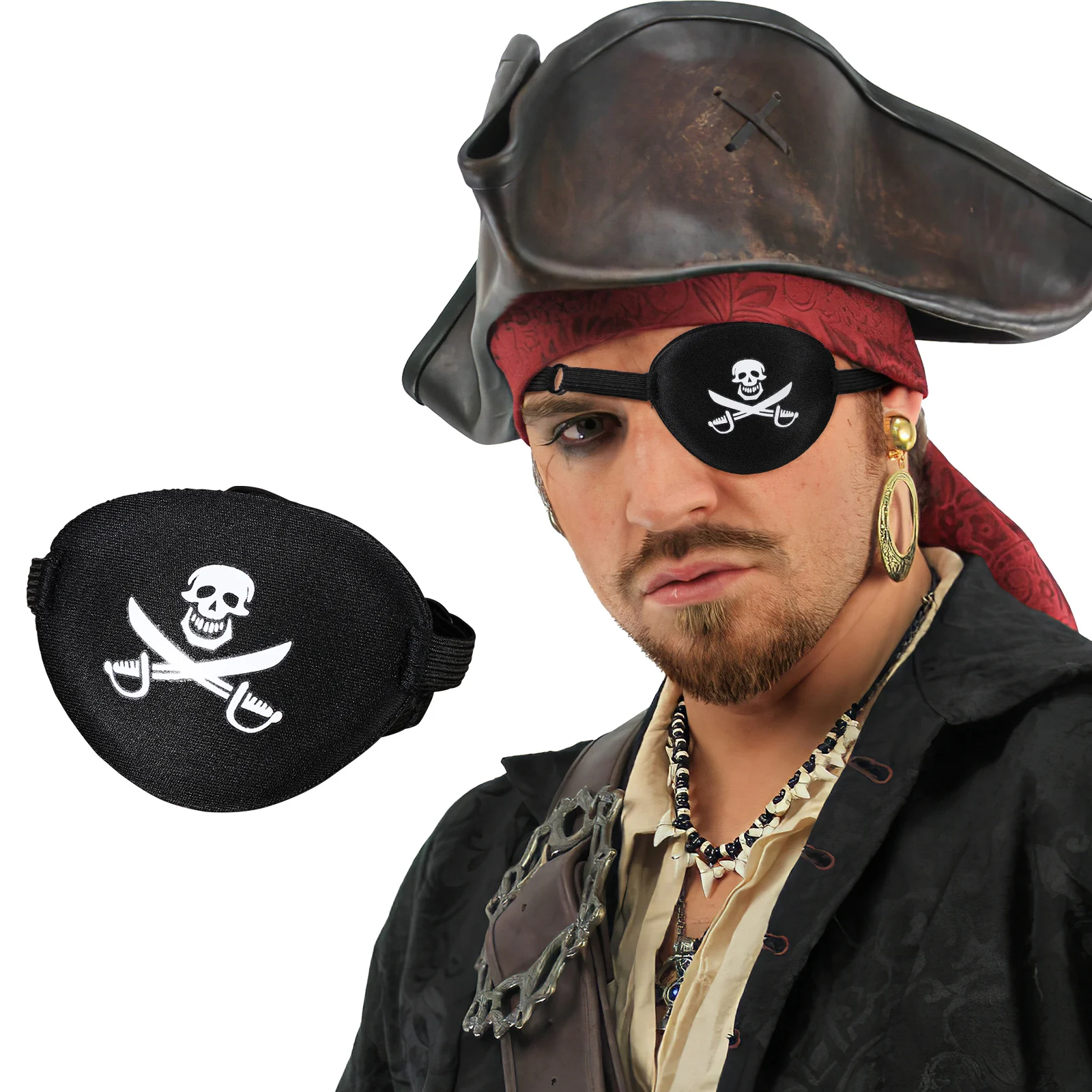 1pc Adult Pirate Eye Patch Skull Crossbone Eye Patch Eye Mask For Halloween Party Cosplay Black Eye Mask Pirate Style Eye Mask