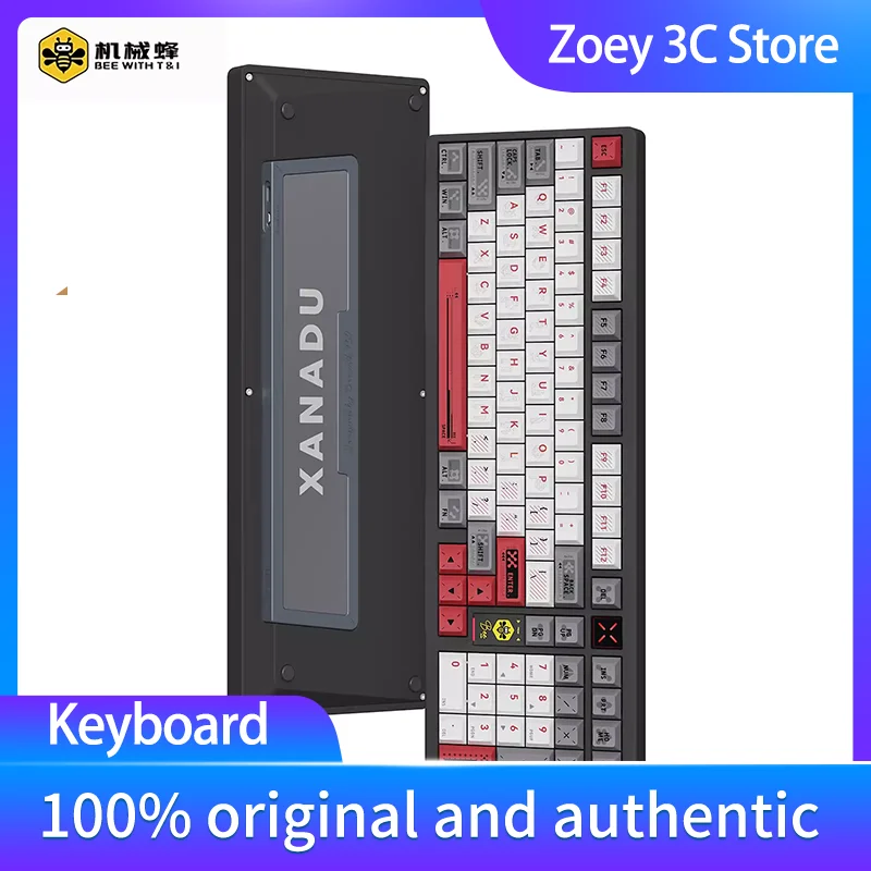 Bee with T&I XANADU X100 Mechanical Keyboard Three Mode Hot Swap RGB Customized Gasket Wireless Aluminium Gaming Keyboard Gamer