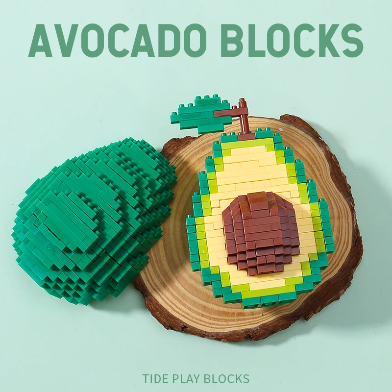 Creative Fruits Series Model Avocado Apple Lemon Orange Peach Banana Building Blocks DIY 3D Bricks Toys Gifts For Children Kids