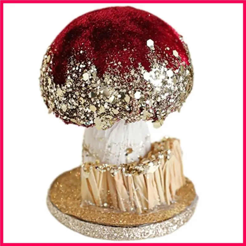 H051 Рождественская пена ткани тыква грибной фигурной орнамент с блестящими блестками для коллекционеров и праздничных