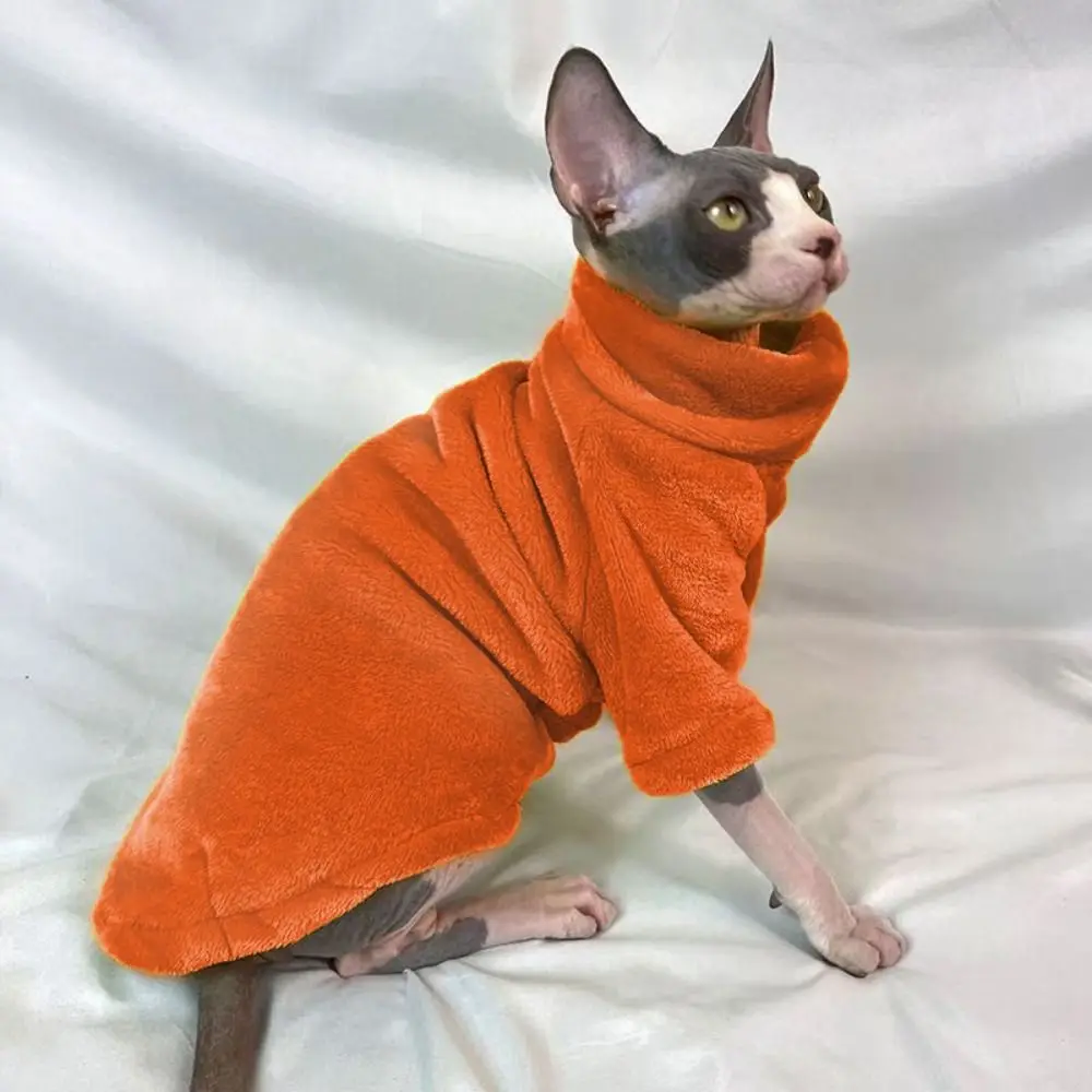 Turtleneck Hairless Cat Sweater Thicken Comfortable Winter Dog Clothes Warm Two-legged Dog Pullover Shirt For Autumn Winter