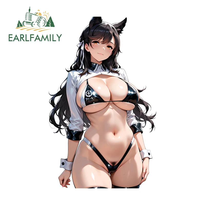 

EARLFAMILY Race Queen Takao Car Sticker Alluring Bikini Girl Windshield Decals Sunscreen Waterproof Accesorios Para Auto