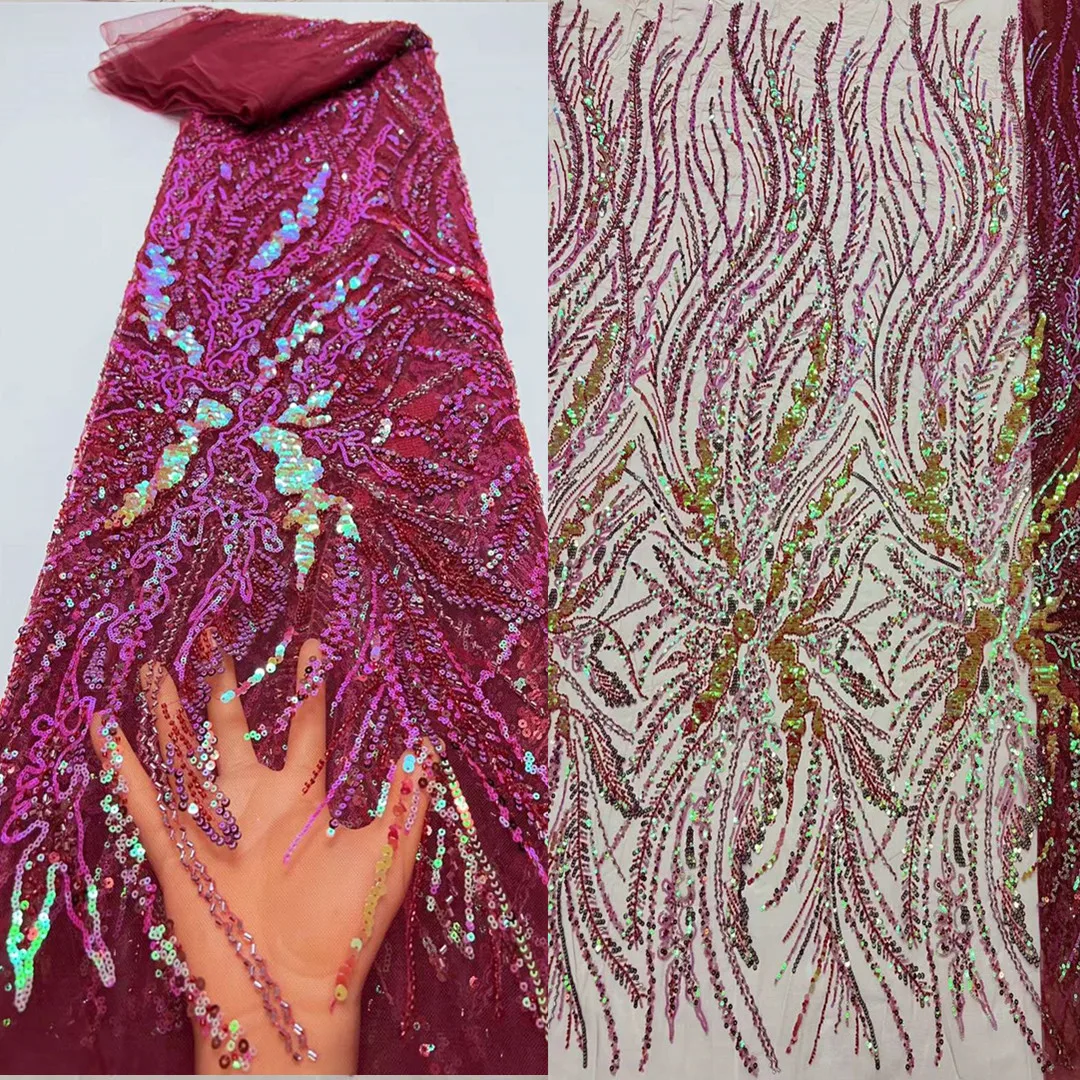 Beautiful Sparkly Sequins Embroidery With Bead Tube, French Tulle Net ,Sequined African Fabric ,Women's Dresses ,Party ,Weddings