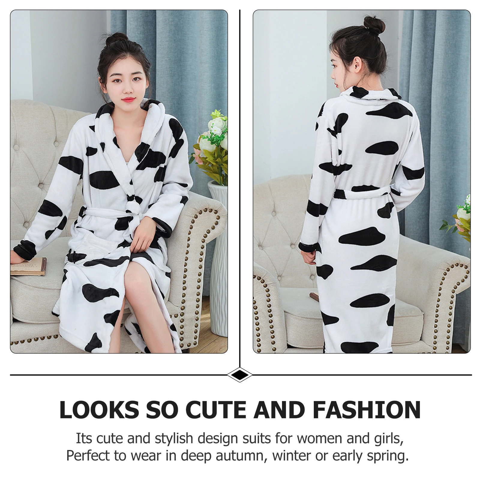 

Coral Nightgown Women Robe Bathrobe Warm Dress for Winter Sleeping Nightdress Pajamas
