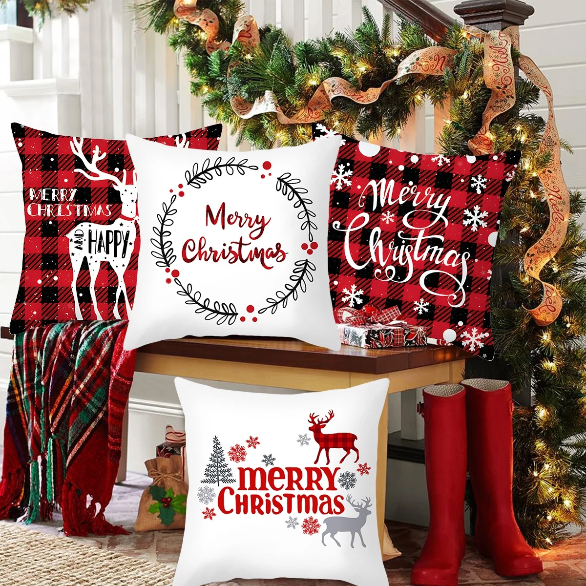 Fodera per cuscino natalizio Navidad decorazioni di buon natale per la casa 2024 federa di natale Noel ornamenti di natale regalo di capodanno 2025