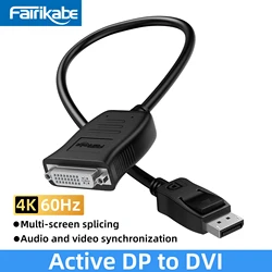 Fairikabe Active Displayport To DVI Cable 4K60Hz Multi-screen Splicing DP To DVI Adaptor ForMonitor Laptop GraphicCard Billboard