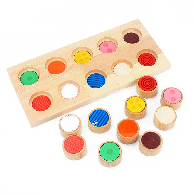 Montessori Touch And Match Board For Kids Sensory Toy Wooden Brinquedo Educativos Infantil Juegos Didácticos Kinder Spielzeuge