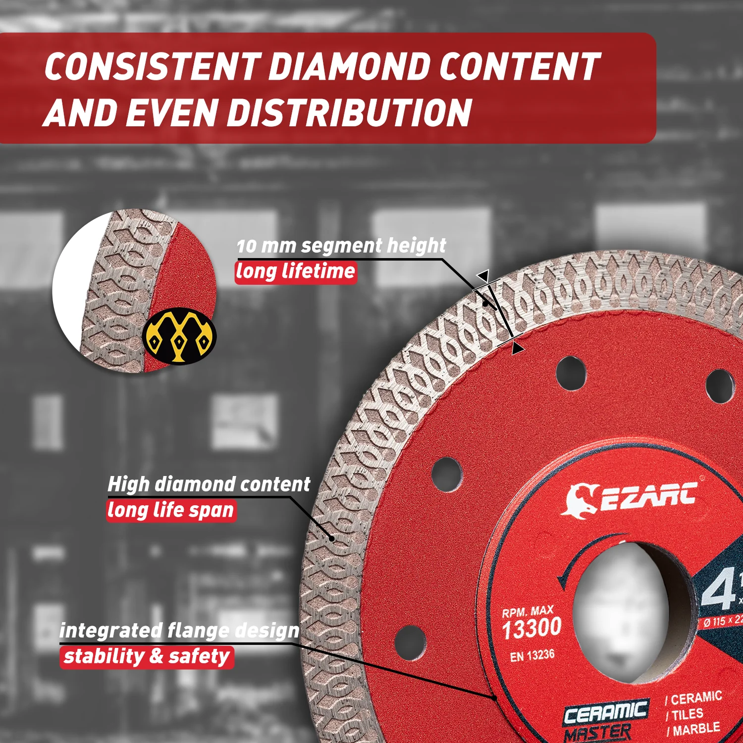 EZARC 115mm & 125mm Super Thin Diamond Saw Blades for Angle Grinder for Cutting Porcelain Ceramic Granite Marble Tile 2Pcs