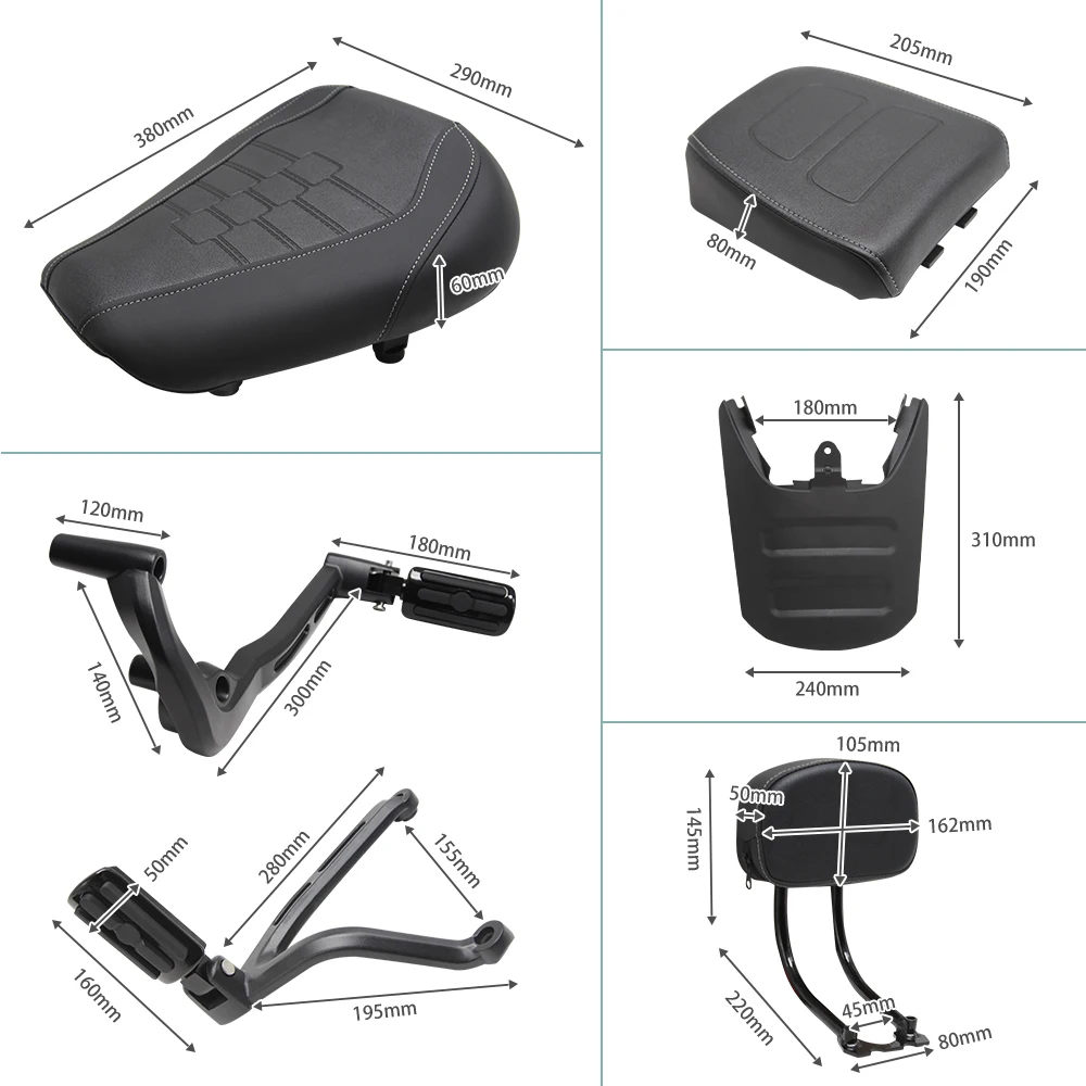 Motorcycle for Sportster S 1250 RH1250S 2021 2022 Front Driver Cushion Pillion Back Seat Fender Rear Backrest Passenger Footrest