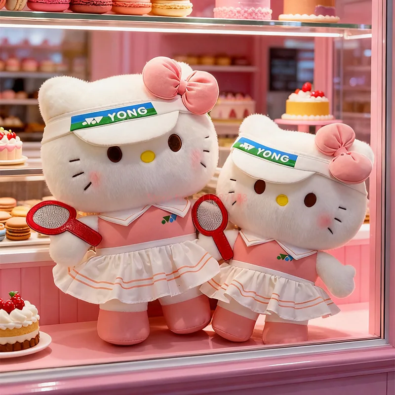 

Sanrio New Pink Tennis Kt Cat Plush Toy Doll Kawaii Hello Kitty Plush Pillow Ornament Wholesale Festival Gifts