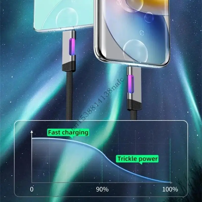 594F نوع التحكم في درجة الحرارة الذكي نوع C كبل الشحن 100W سبيكة الشحن السريع