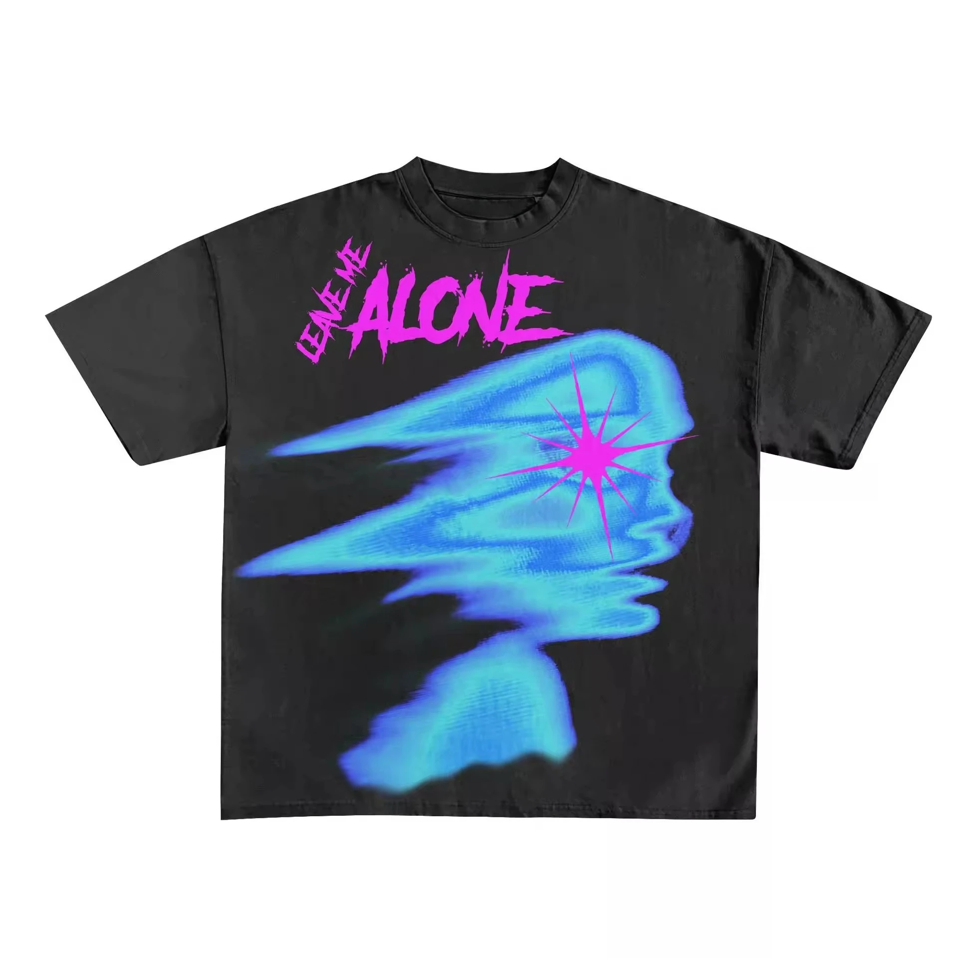 

Men Fashion Oversized T-Shirt 200g Men's New Short-sleeved Cotton Vacation Pattern Short-sleeved Round Neck Couple Style Street