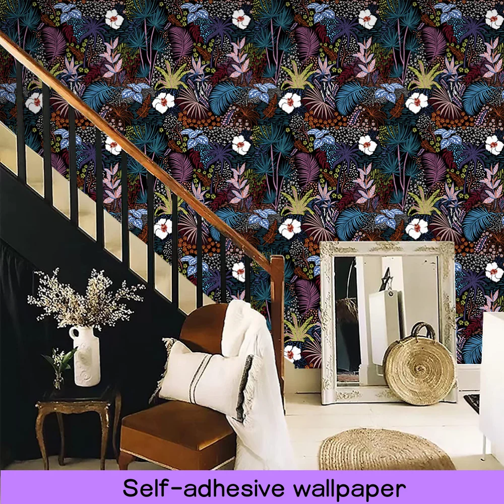 

Обои с тропическим лесом, самоклеящиеся, с белыми цветочными узорами, съемные, с листьями, для стен и шкафов в спальне