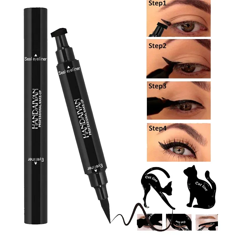 Waterproof Double Head Wing Shape Liquid Eyeliner Stamp Eye Liner Pen Eyeliners with Cat Eye Marker Arrows Stencil Liners Pencil