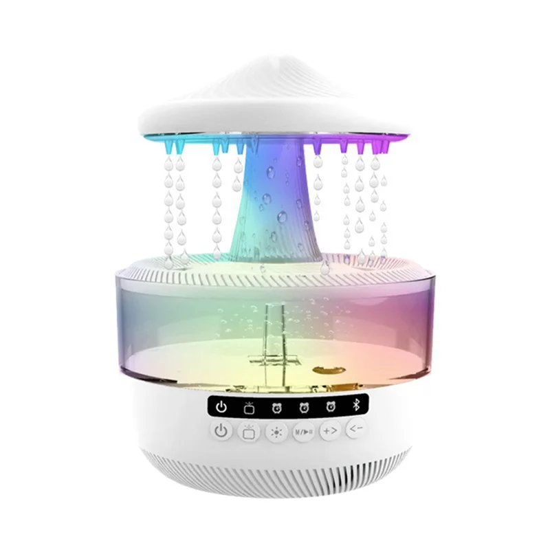 

A005-Rain Cloud Humidifier 350Ml With Bluetooth Speaker, Raindrop Effect, Essential Oil Diffuser& Night Light EU Plug