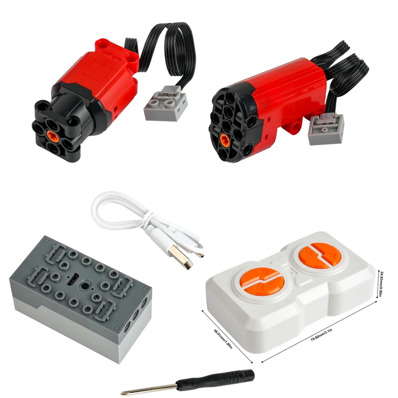 

1:14 Red L/Servo Motor Sports Car Technology Block Parts With Remote Controller +Lithium Battery Box Moc Bricks Toy Accessories