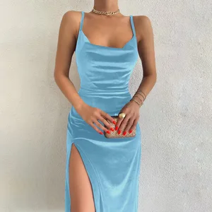 Women's Light Slim dress in Europe and the United States, Sexy, Spring and Summer Fashion, New, 2024 8 Main Sales Dress with Slit - №4