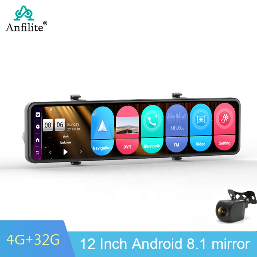 12 inch Car rear Mirror 4G ADAS Car DVR Android Dash Cam Bluetooth GPS Navigation Rearview Camera Video Recorder