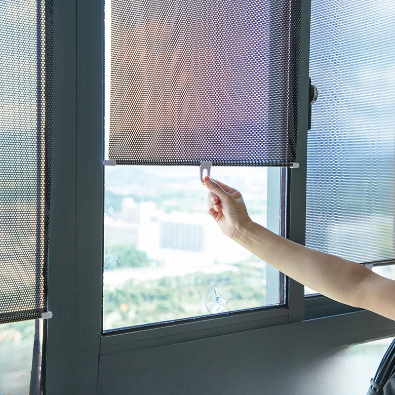Tende a rullo retrattili automatiche Parasole per auto Camera da letto Cucina Tenda oscurante Protezione solare Isolamento termico Tenda solare senza chiodi