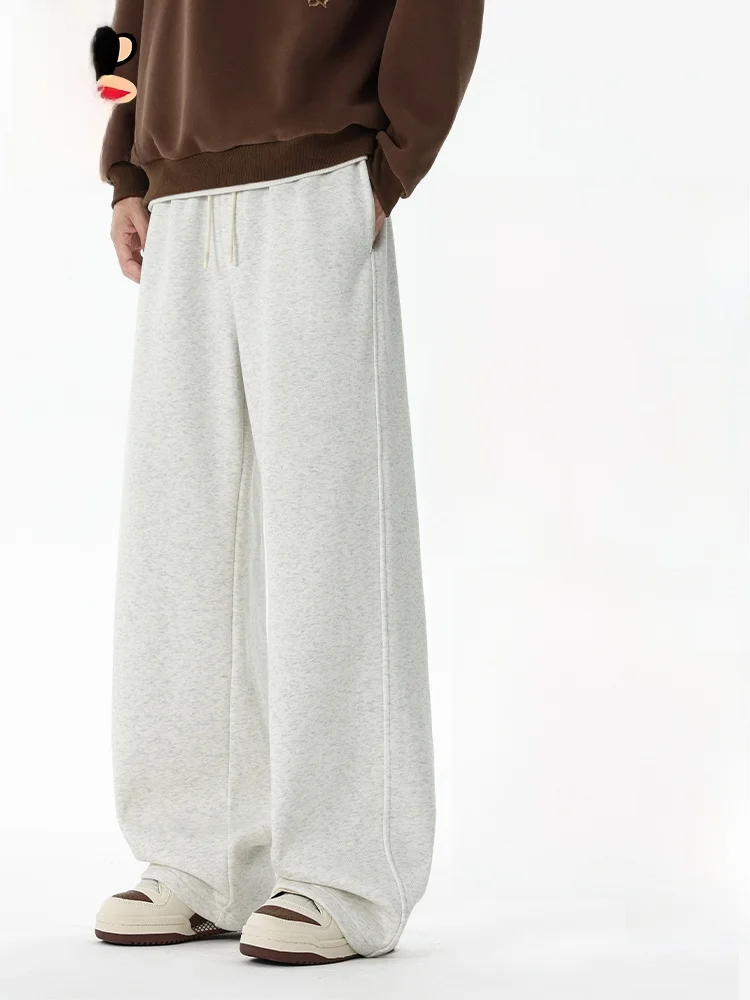 

Men's Fce Lined Casual Trousers Loose Straight Leg Spor Sweatpants Winter Comfortable Breathable Cotton Blend