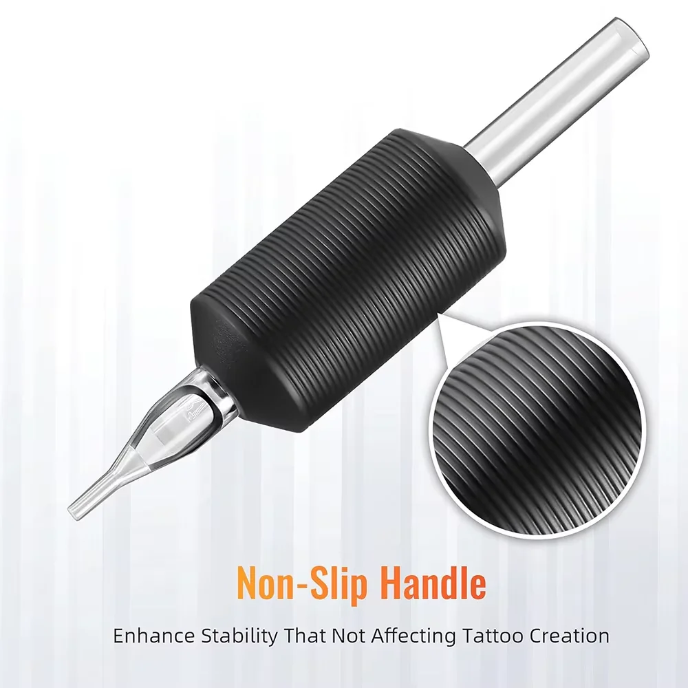 5-20 قطعة 25 مللي متر المتاح الوشم القبضات أنبوب الأسود سيليكون الوشم القبضات مع نصائح واضحة 3R 5R 7R 9R البلاستيك 1 بوصة قبضة الوشم #5