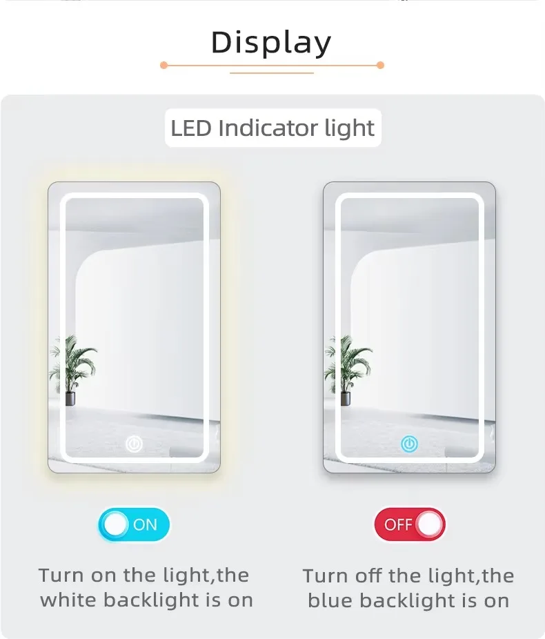 Berührungsschalter zur Steuerung von LED-Leuchten mit 110-220V Wechselstrom oder Entnebelungspads für Badezimmerspiegel, geeignet für Hotel- und Heimspiegel. – Detail 4