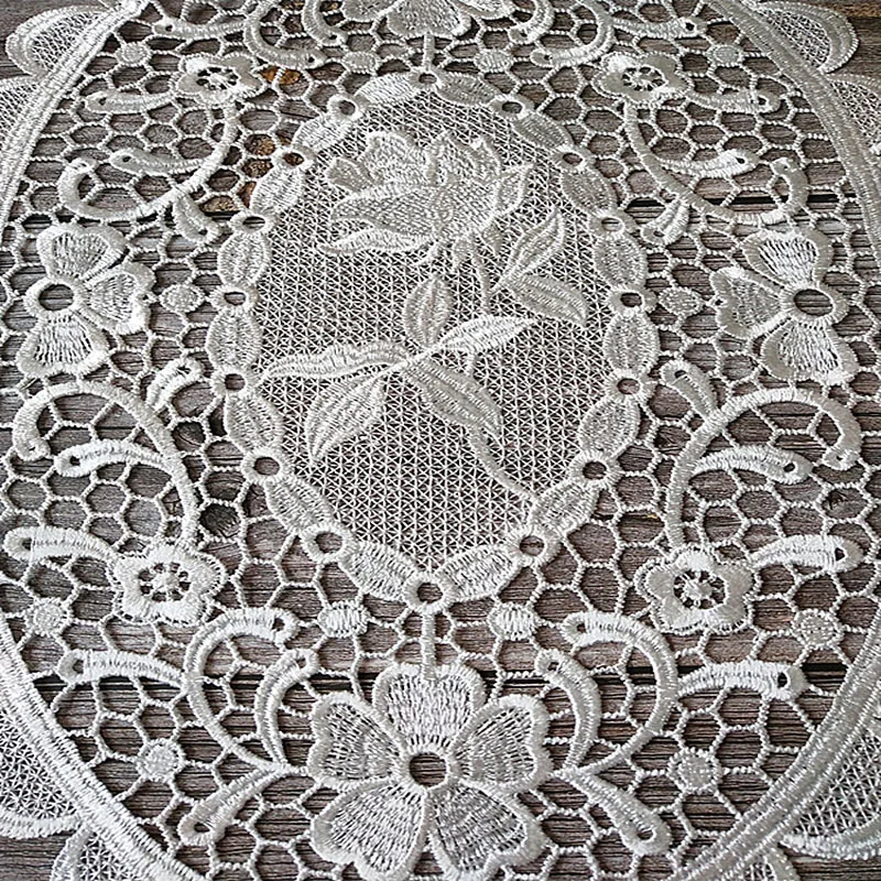 NEW oval Lace rose embroidery placemat kitchen wedding table place mat cloth Christmas flower Table decoration and accessories