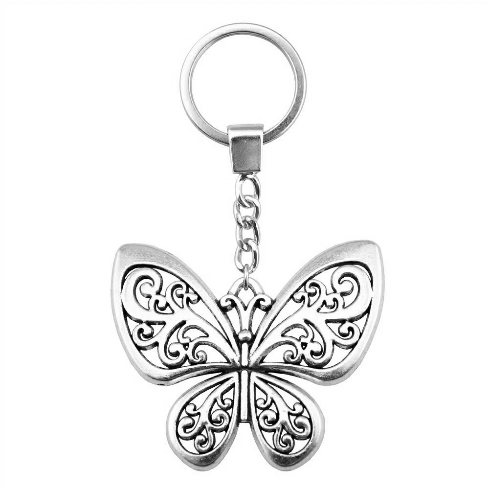 1pcs Butterfly Cute Keychain Diy Accessories Vintage Jewelry Gift Ring Size 30mm