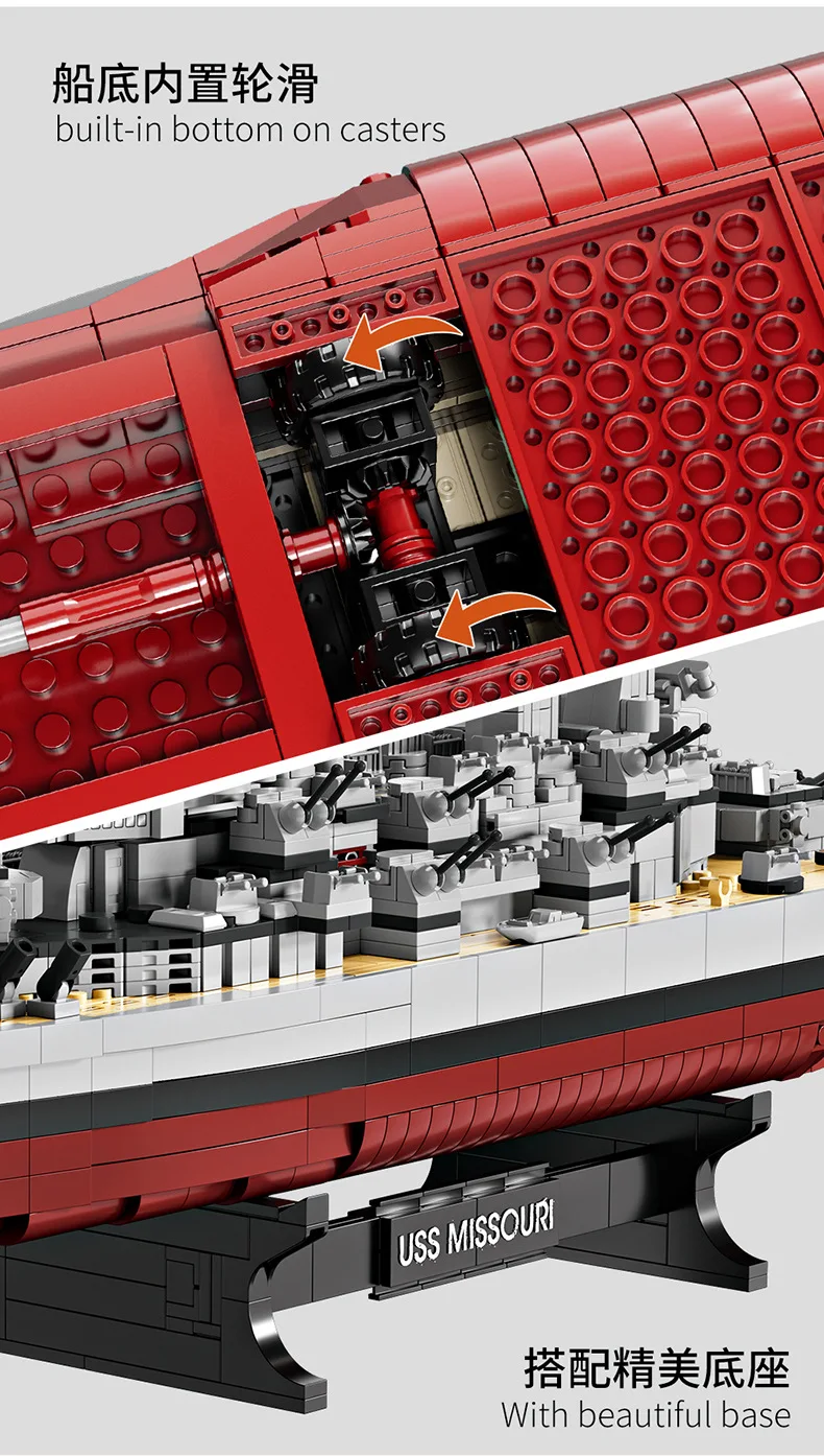 2228+ Teile FC4230 Militär-Modellbausatz Kriegsschiffe Lowa-Klasse USS Missouri Schlachtschiff Bausteine MOC Klassisches Spielzeug für Jungen Geschenk – Detail 7