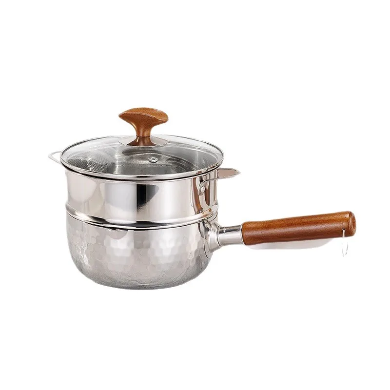 HYS stainless steel snow pan one person food small pot household cooking pot hot milk non-stick pan complementary food pot