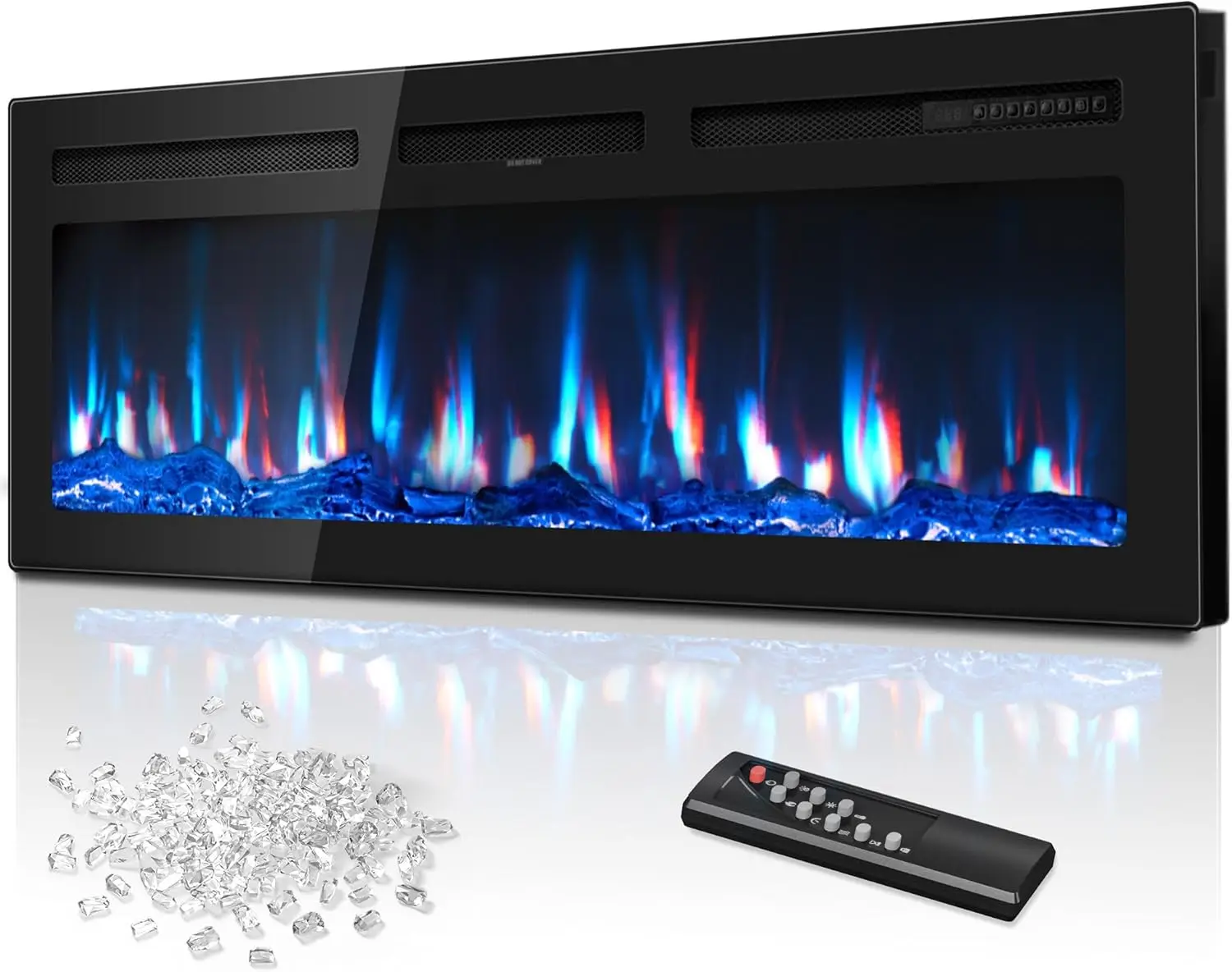 50 Inch Electric Fireplace in-Wall Recessed and Wall Mounted with Remote Control, 750W/1500W Thin Wall Fireplace Heater