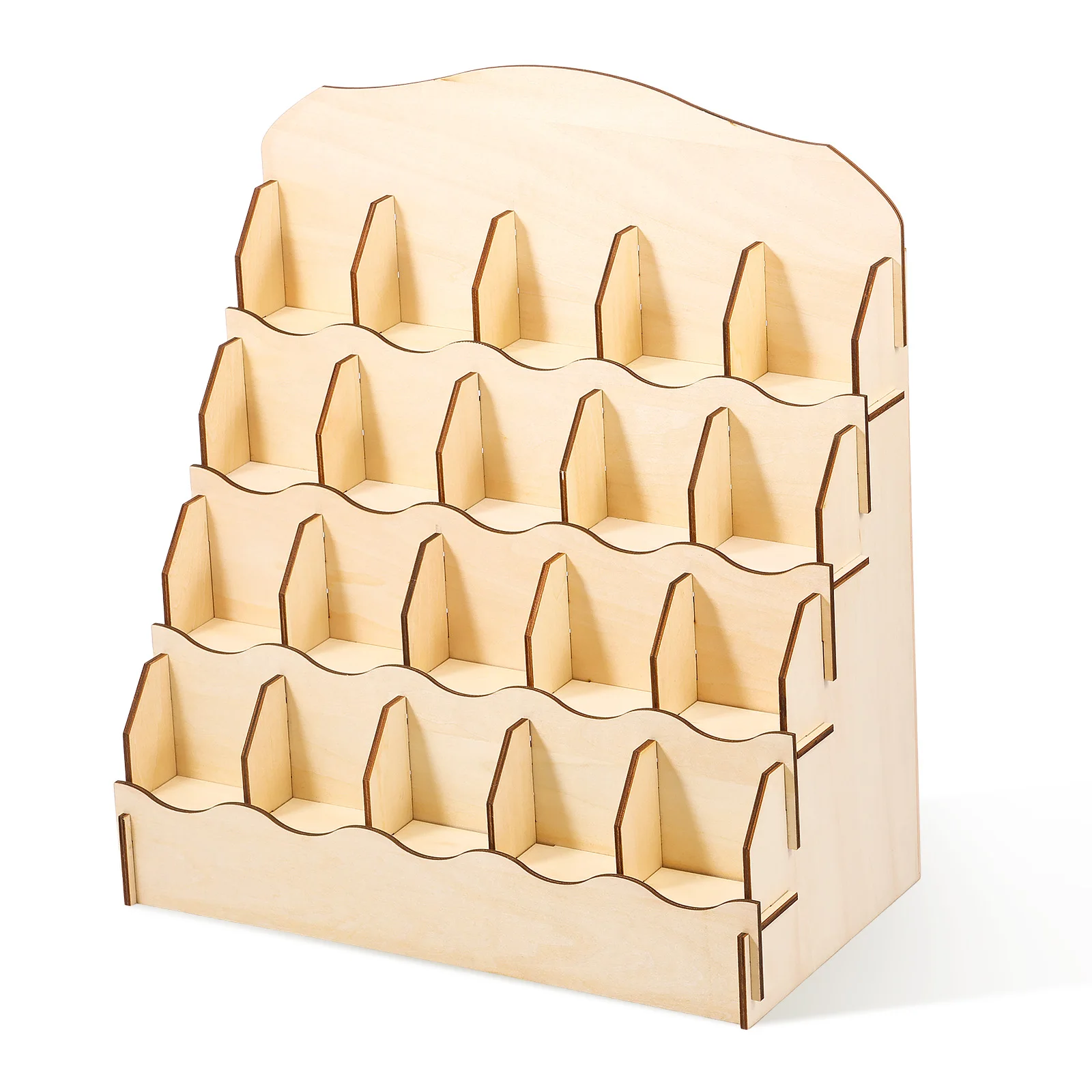 Wood Greeting Card Display Stand 20 Compartments Bookmark Brochure Holder for Magazines Books Journals Desktop Storage