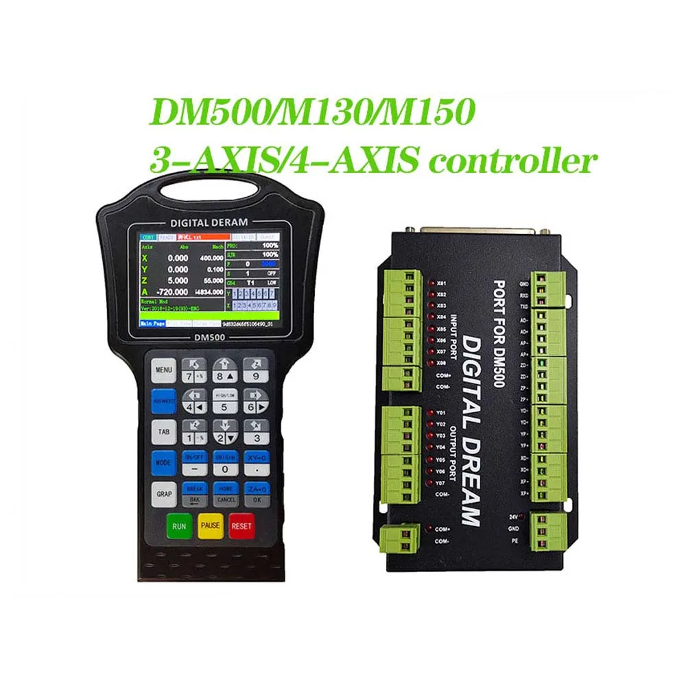 3/4 Axis 500Khz DM500 Hand Held Offline CNC Motion System Controller Board With Pendant Fit CAD CAM G Code And USB Flash Drive
