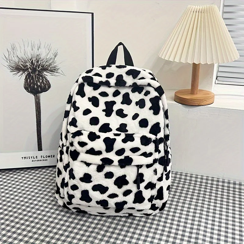 Cow plush Korean style backpack women's versatile backpack japanese style original niche high-looking school bag female college student class bag