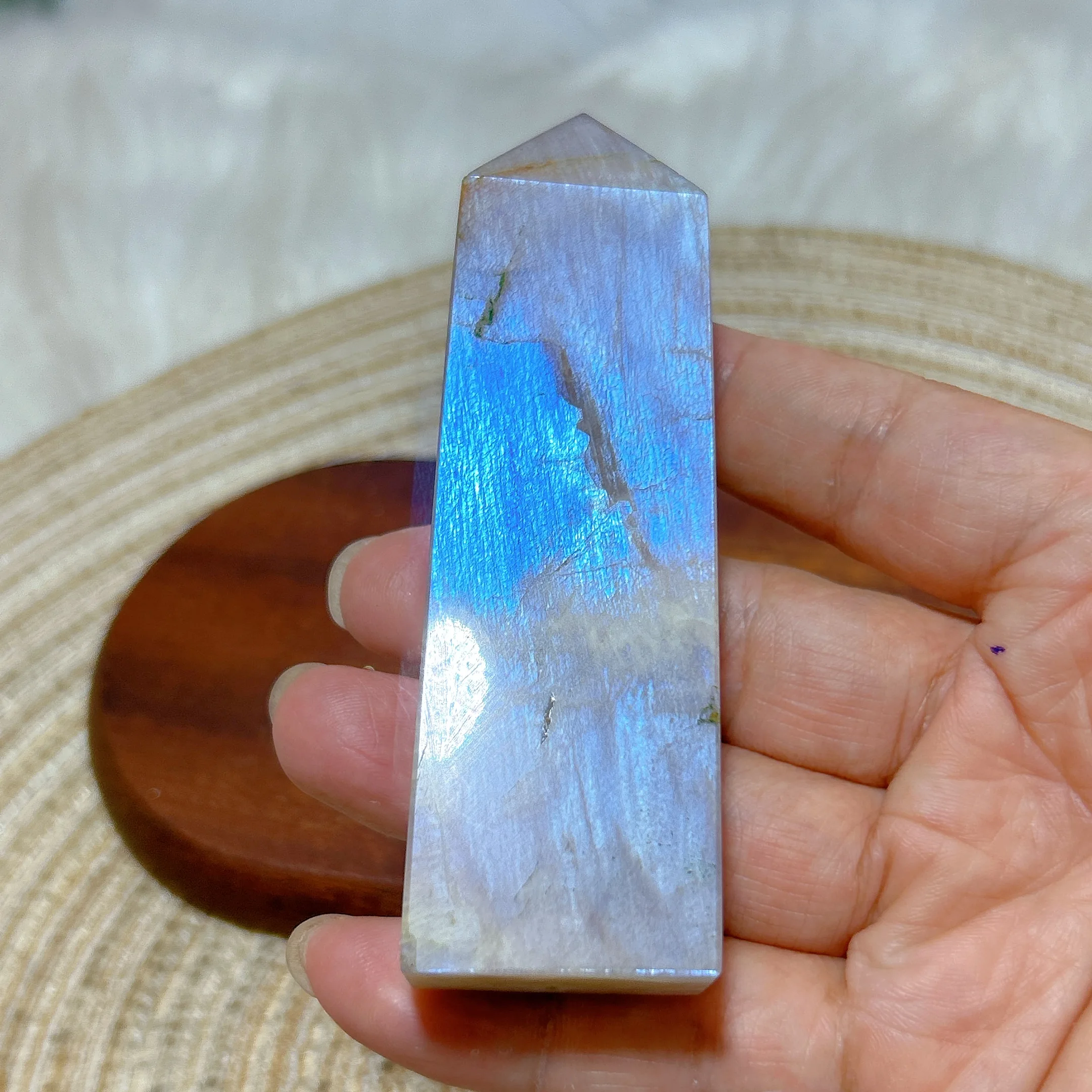 Natural Crystal Rainbow Blue Moonstone And Sunstone Tower High Quality Healing Gemstone Energy Home Decoration Room Decor Gift