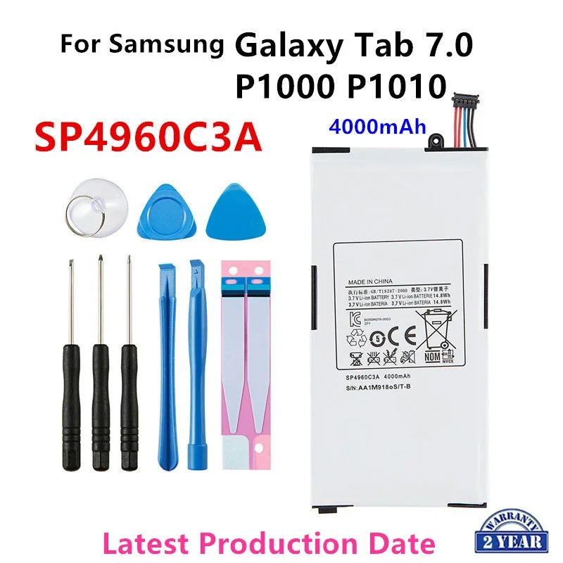 

Brand New SP4960C3A 4000mA Tablet Replacement Battery For Samsung Galaxy Tab 7.0 7" P1000 P1010 GT-P1000 GT-P1010 +Tools