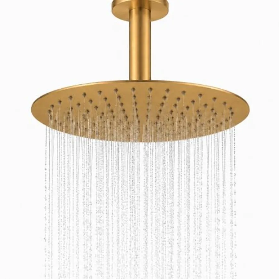 

Rainfall Shower head, 12 Inch Shower Head, Wall or Ceiling Mounted Ultra Thin Stainless Steel High Pressure Shower Head with To