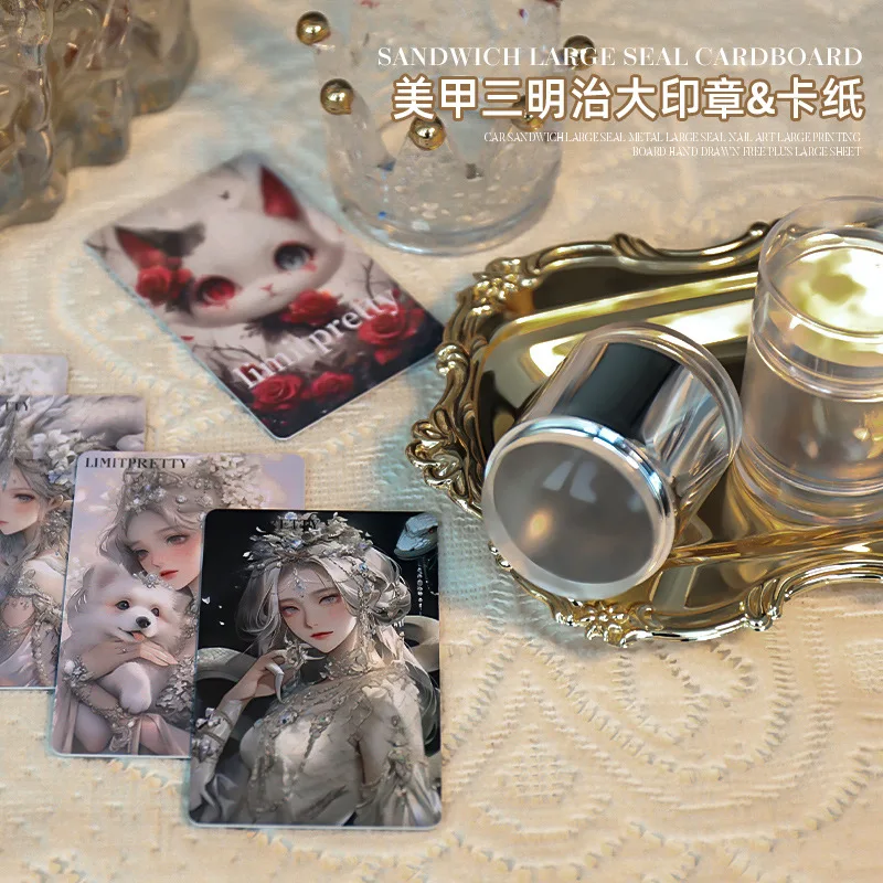 

Nail art metal Big Head Stamper Stamping Scraper with Cap Metal Handle Clear Jelly Silicone Polish Print Template Tools Nail Art