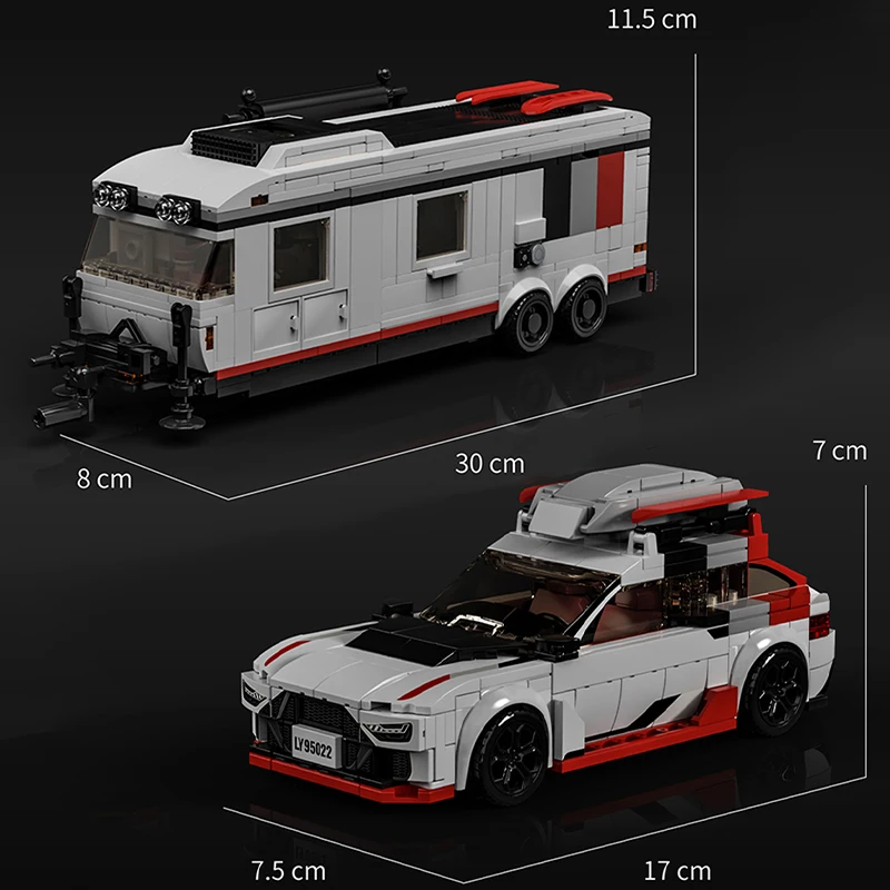 Technical 1294Pcs Travel Trailer Skiing Edition Famous Car Building Blocks City High Tech Sport Car Vans Assemb Bricks Toys Gift