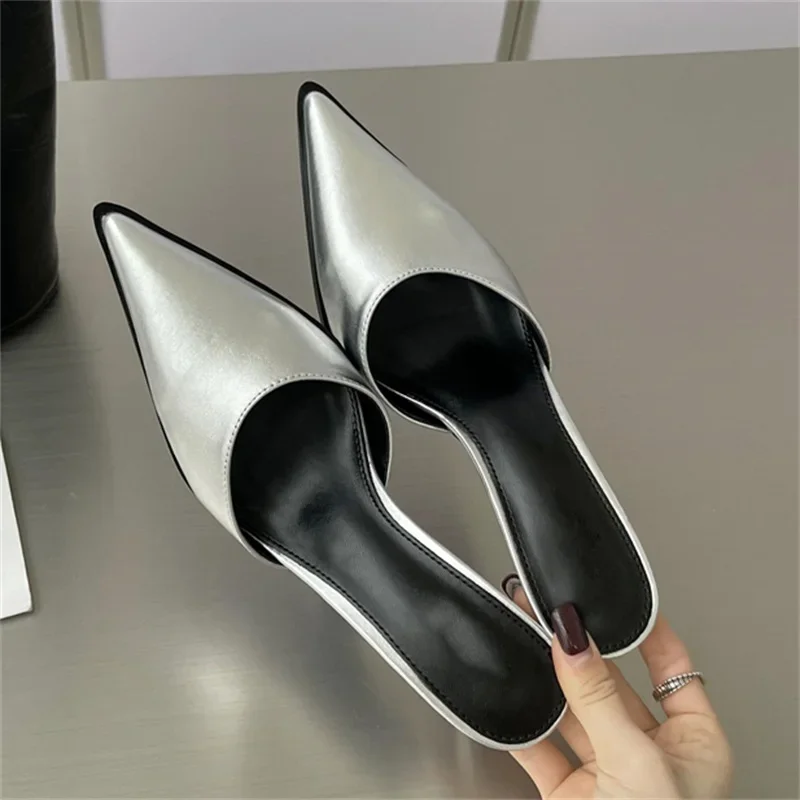 Eilyken Fashion Pointed Toe  Women Slipper Thin High Heel Shoes Elegant Slingback Pumps Shallow Mules tacones mujer