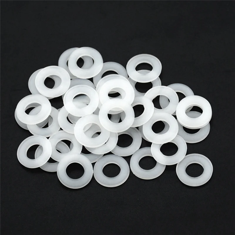 500 buah Set Gasket Washer datar nilon putih M2 M2 M2, 5 Fastener M6 M8 M10 segel plastik cincin O berbagai Kit pengencang