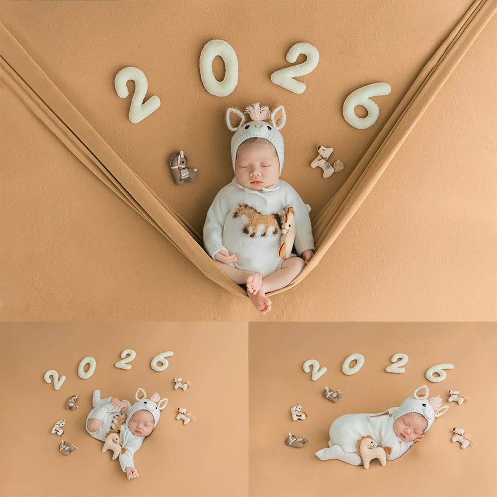 

Реквизит для фотосессии новорожденных на тему знака зодиака Лошадь: вязаная шапочка-лошадка + комбинезон для малыша, набор для фотосъемки, мини-кукла-реквизит для студийных съемок