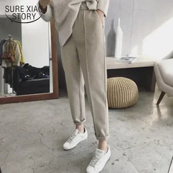 Spring Harem Pants Autumn and Winter Women Thick Pants High Waist Ankle-length Pants Female Loose Casual Straight Suit Pant