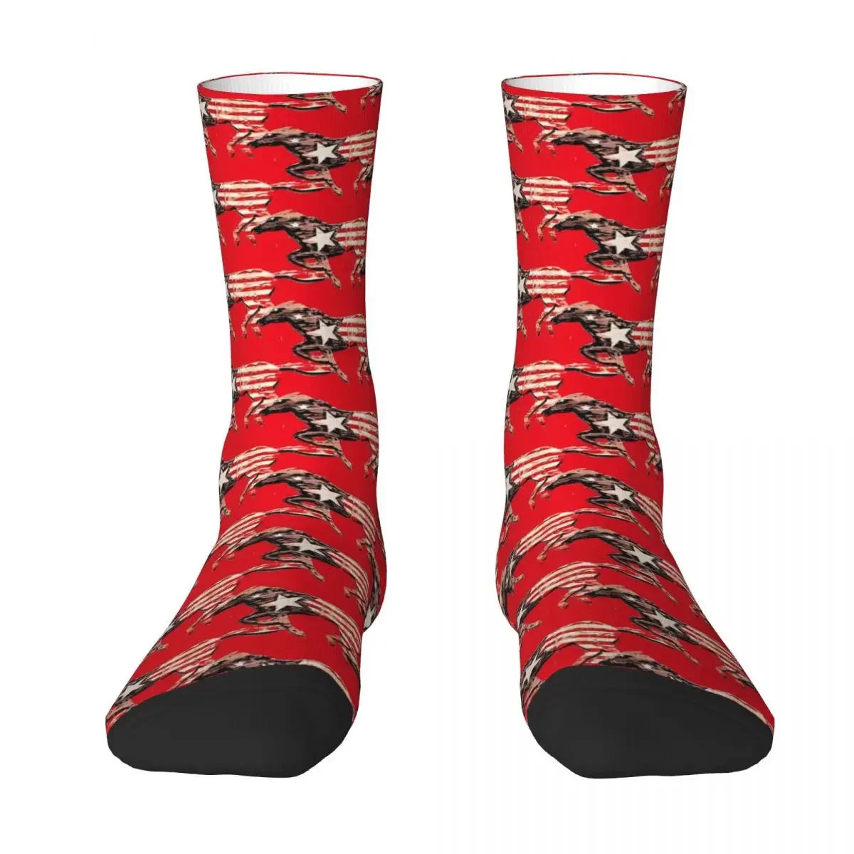 American Flag Horse Socks Funny Animal Vintage Stockings Women Men Breathable Outdoor  Spring Graphic Non Skid 