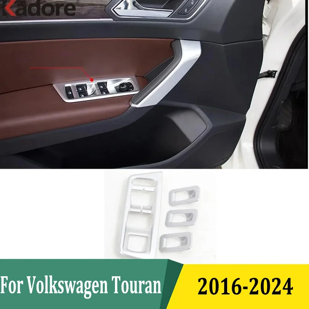 

For Volkswagen Touran 2016-2024 Matte Window Lift Switch Button Cover Trims Door Armrest Panel Frame Interior Accessories