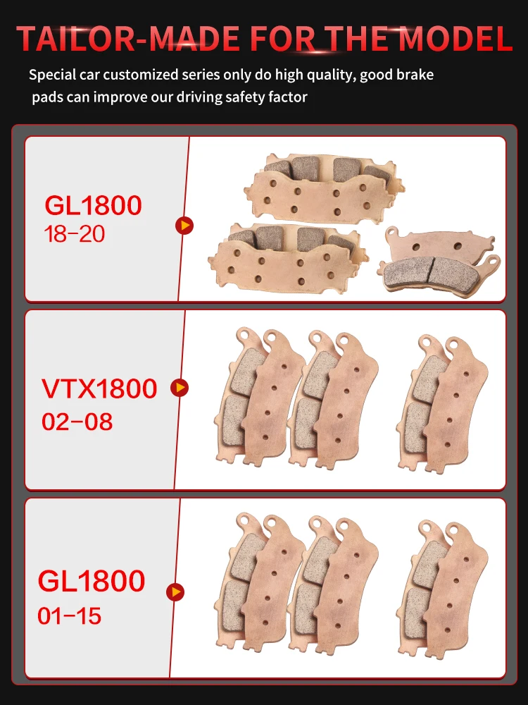 Mrrangt Motorcycle Metal sintering brake pad fit for HONDA VTX1800 VTX 1800 2002-2008 GL1800 GOLD WING2001-2015 2018-2020